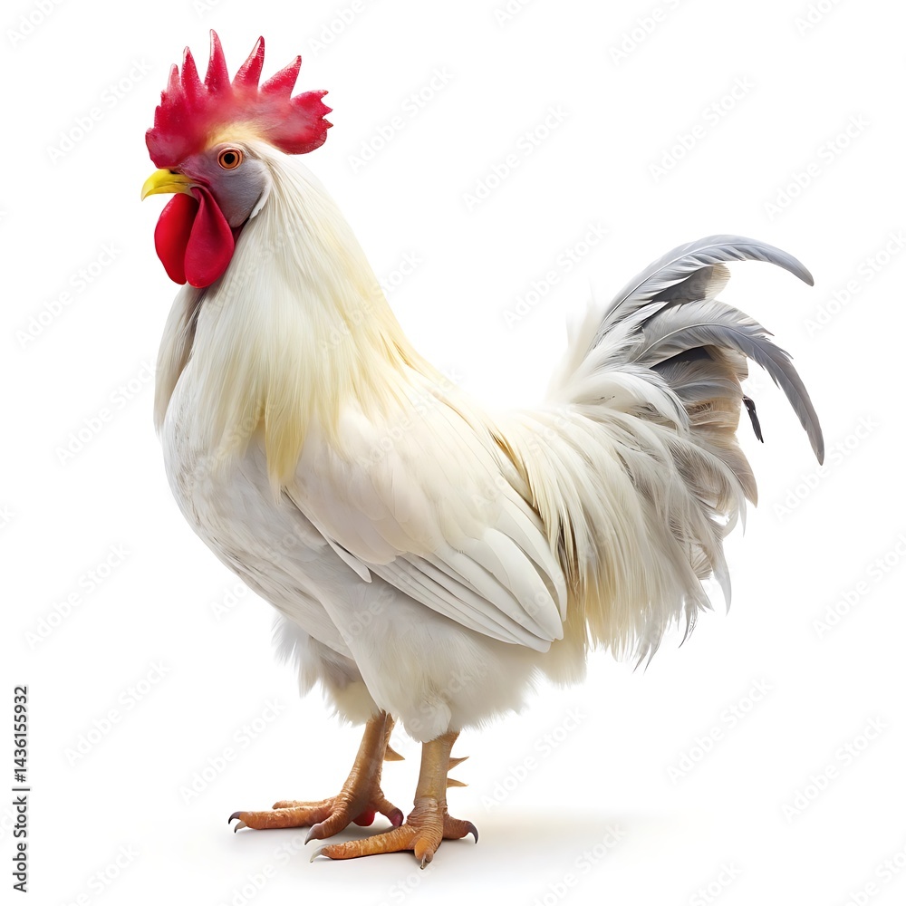 Fototapeta premium White Rooster isolated on white background