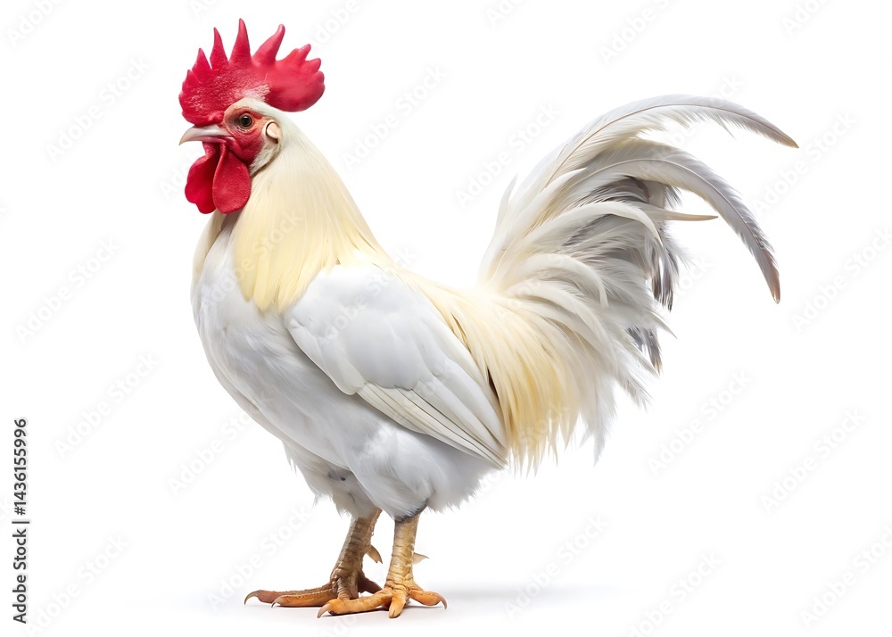 Fototapeta premium White Rooster isolated on white background
