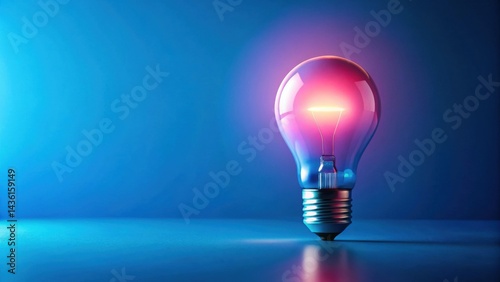 Illumination A Glowing Bulb on a Blue Surface Representing New Ideas and Creative Thinking