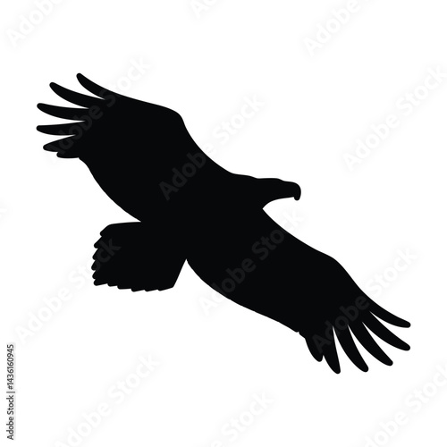 Silhouette of vulture vector art illustration isolated on clean white background