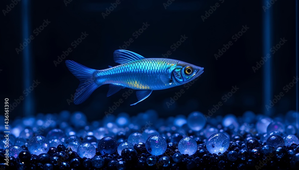 Fototapeta premium Blue Fish Swimming in Aquarium