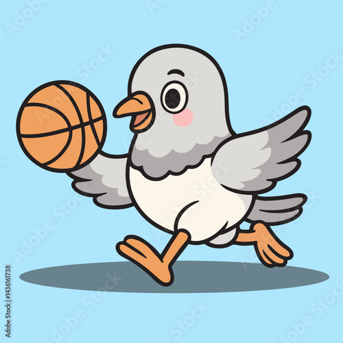 vector cartoon of cute chibi animal bird mascot sport