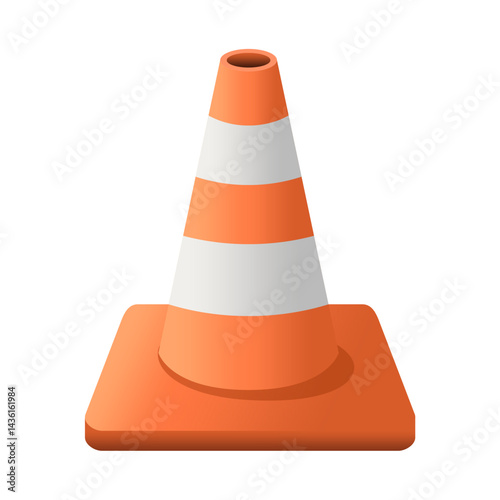 orange traffic cone on white background. obstacle on the road. Traffic cone icon isolated on white background. Orange cone vector illustration in cartoon simple style. Safety barrier blocking pathway.
