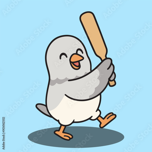 vector cartoon of cute chibi animal bird mascot sport