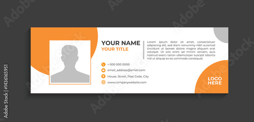 Email signature card template with social media profile free vector