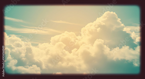 Vintage Sky Scene With Cumulus Clouds And A Retro Filter Applied