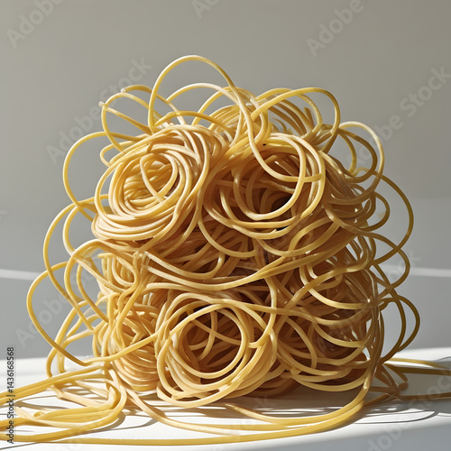 Spaghetti-Like Rubber Bands: A close-up shot of a collection of rubber bands with spaghetti-like appearance, casting playful shadows and textures.