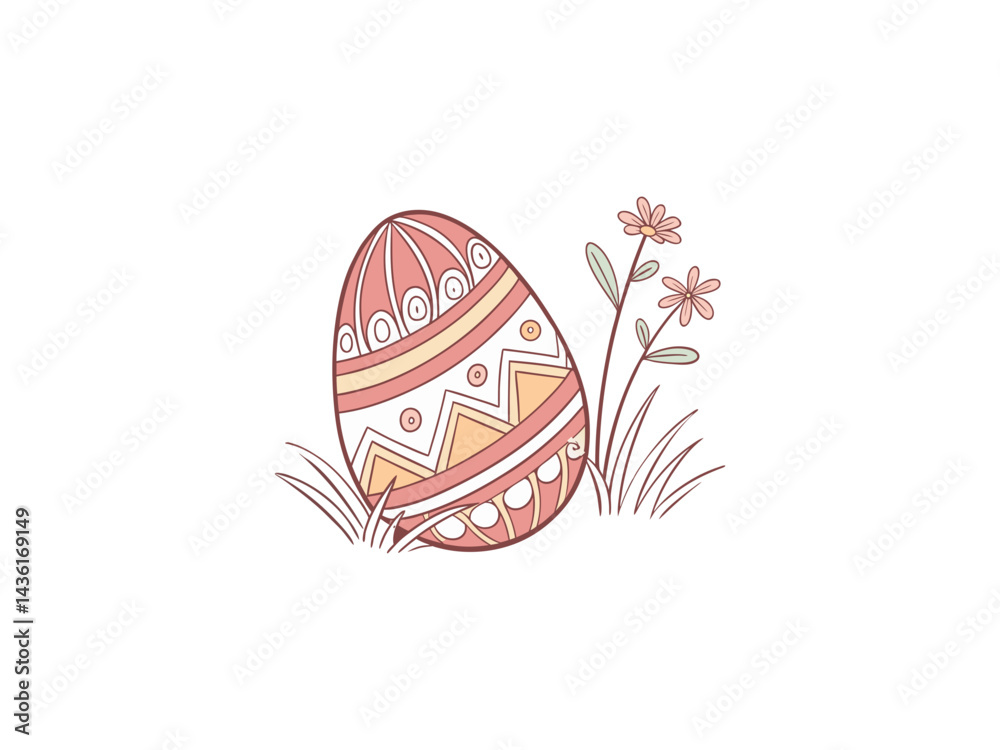 This charming image shows a stylized Easter egg arrangement.