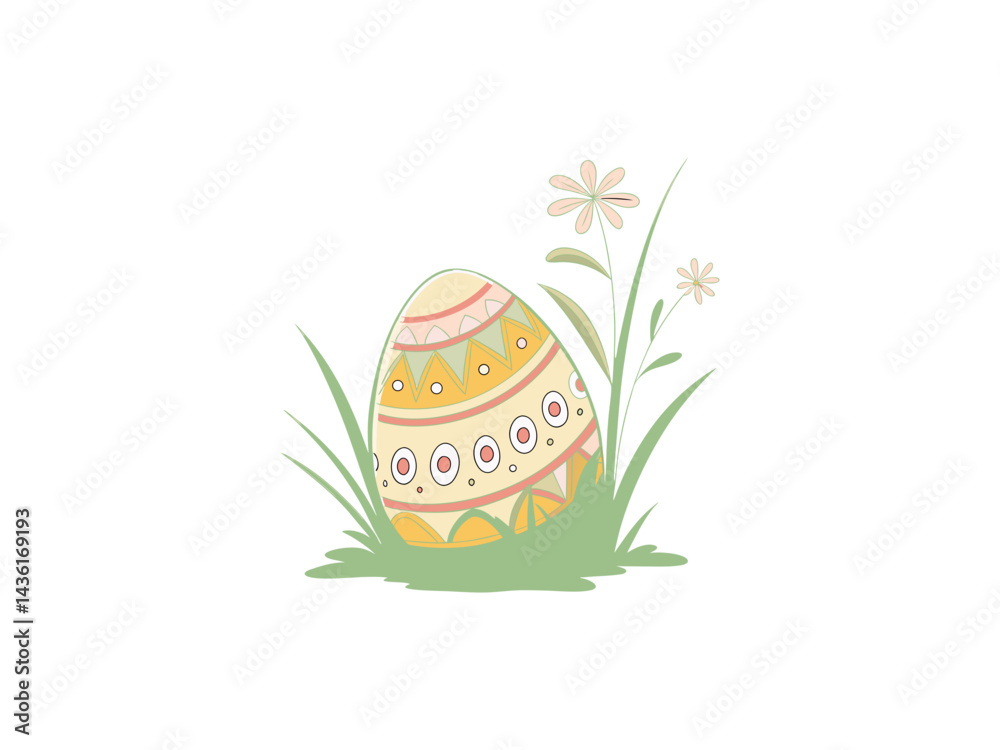 This charming image shows a stylized Easter egg arrangement.