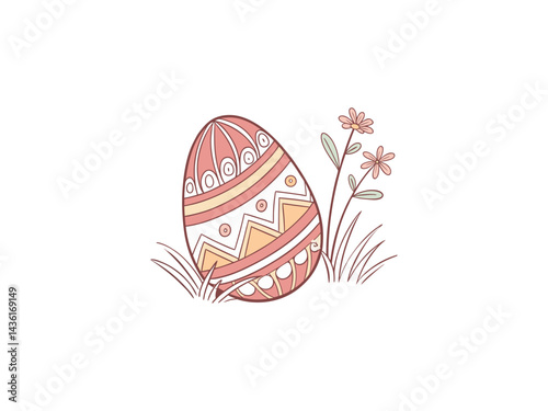 This charming image shows a stylized Easter egg arrangement. "Beautifully decorated Easter eggs in vibrant floral colors - a symbol of renewal and celebration."