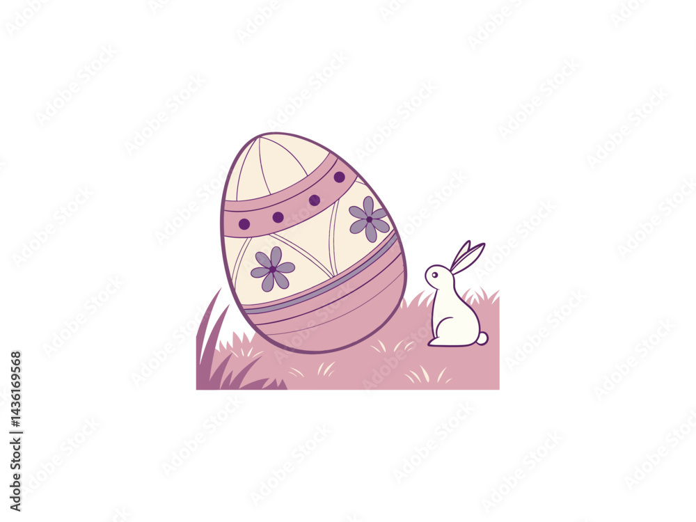 Colorful Decorative Easter Egg with Flowers – Springtime Illustration for Religious and Festive Celebrations