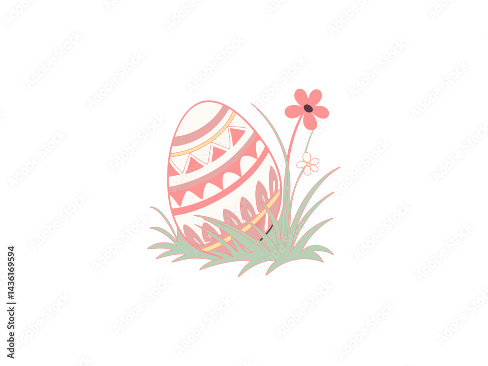 Colorful Decorative Easter Egg with Flowers – Springtime Illustration for Religious and Festive Celebrations