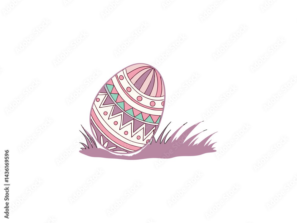 Colorful Decorative Easter Egg with Flowers – Springtime Illustration for Religious and Festive Celebrations