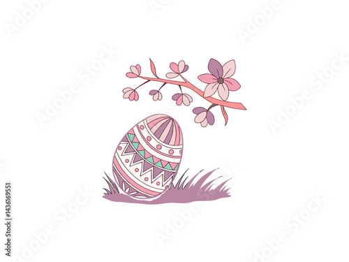 Obraz na płótnie Colorful Decorative Easter Egg with Flowers – Springtime Illustration for Religious and Festive Celebrations