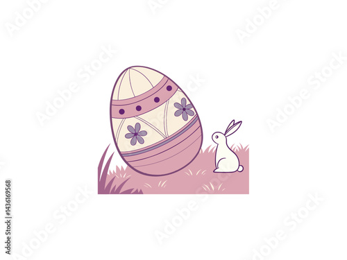 Obraz na płótnie Colorful Decorative Easter Egg with Flowers – Springtime Illustration for Religious and Festive Celebrations
