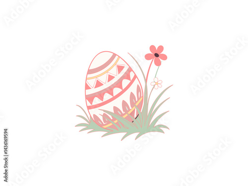 Obraz na płótnie Colorful Decorative Easter Egg with Flowers – Springtime Illustration for Religious and Festive Celebrations