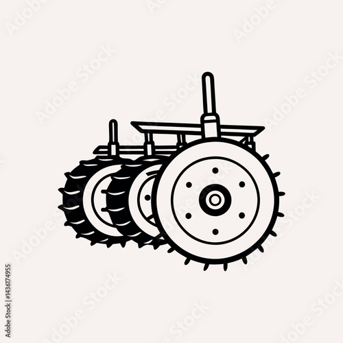  Disc harrow on white background.