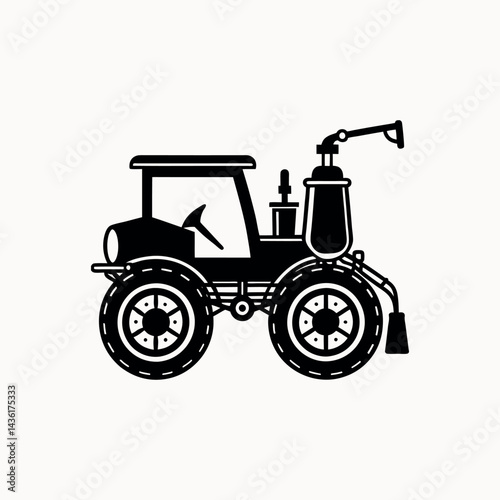Motorized sprayer vector silhouette on white background