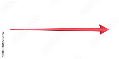 3d long red arrow pointing right left up or down for direction indication