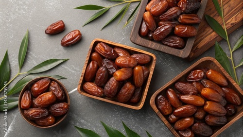 Dried Dates in Wooden Bowls...