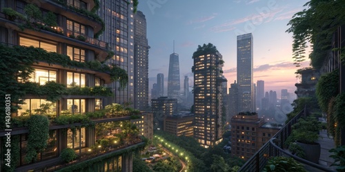 Dusk Cityscape Biophilic Ar...