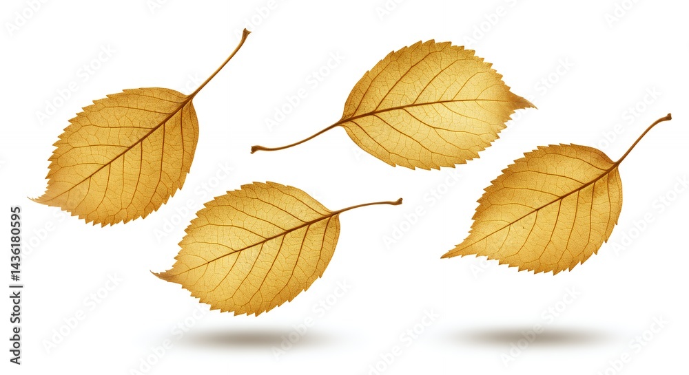Fototapeta premium Autumn Leaves Floating Against White Background
