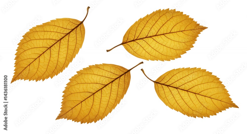 Fototapeta premium Yellow Leaves Isolated on White Background