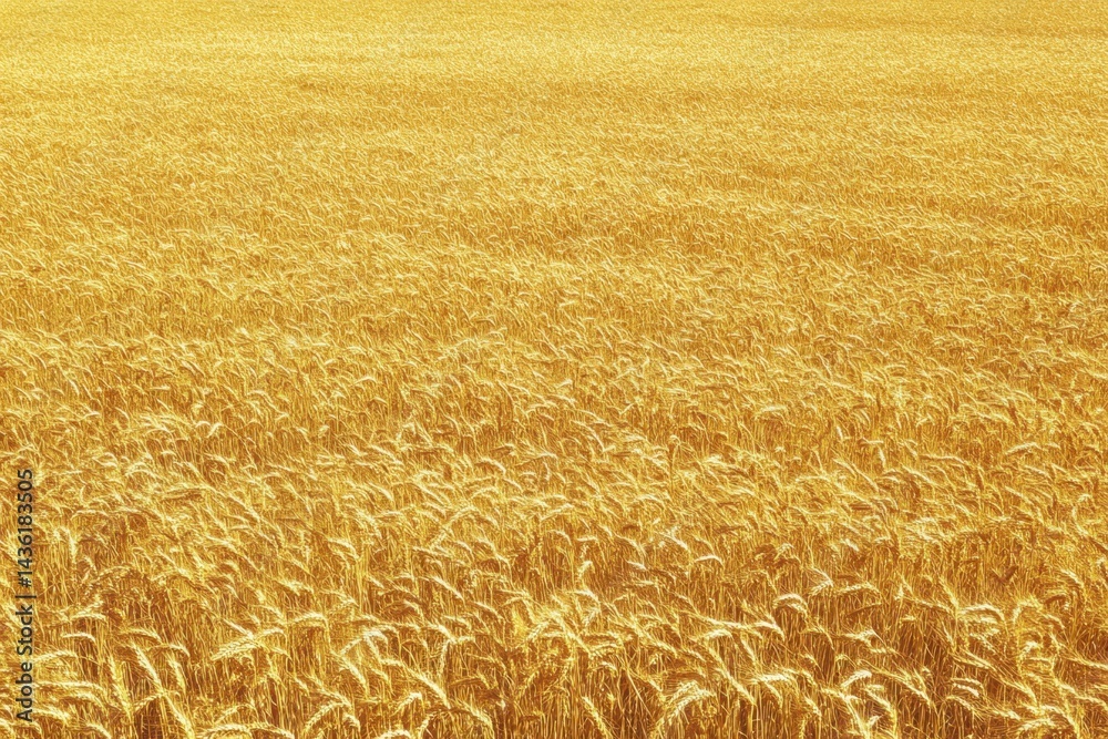 Fototapeta premium Golden Wheat Field Under Bright Sunlight During Harvest Season