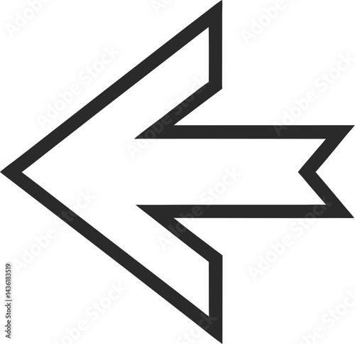 Left arrow. Icon with two color overlay on transparent background