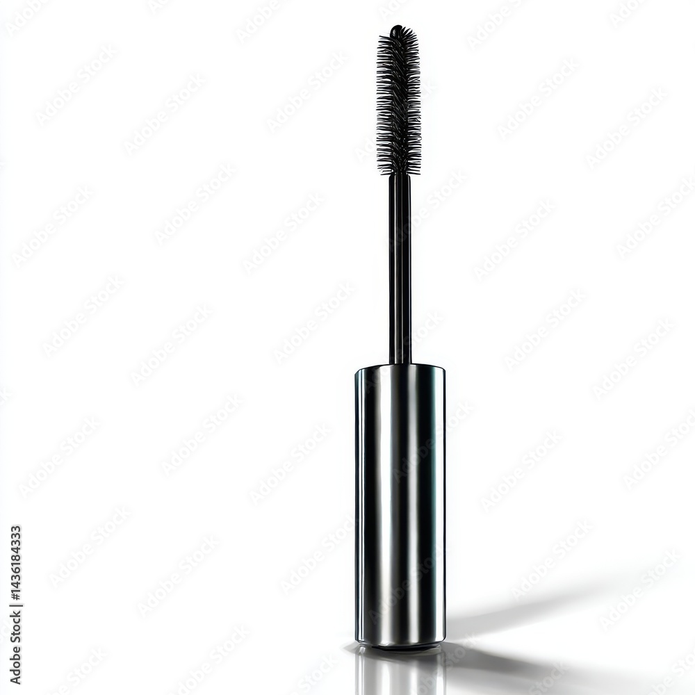 Obraz premium Black mascara wand applicator isolated on white background