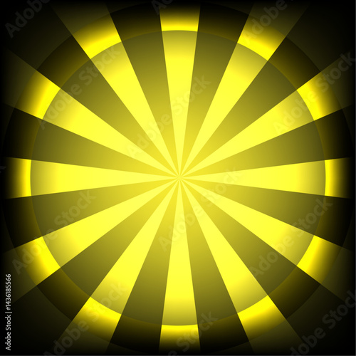 A bright yellow radial pattern with alternating light and dark beams, creating a glowing sunburst effect centered in the image.
