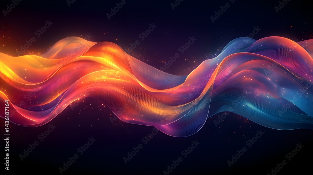 Obraz premium abstract background with colorful waves and stars