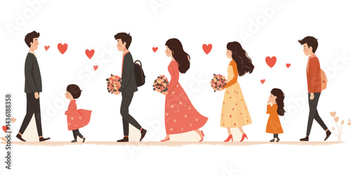 vector set cartoon people couple 