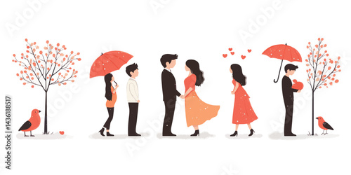 vector group of people couple weeding