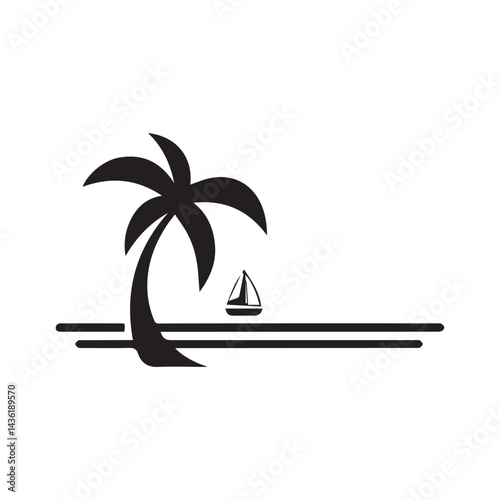 logo of tropical beach island 