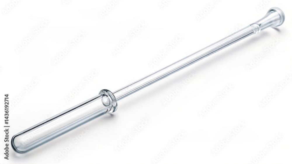Transparent Glass Pasteur Pipette on White Background Transparent Glass Pasteur Pipette on White Background