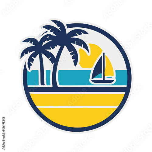 logo of tropical beach island 