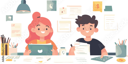 vector business people working in office