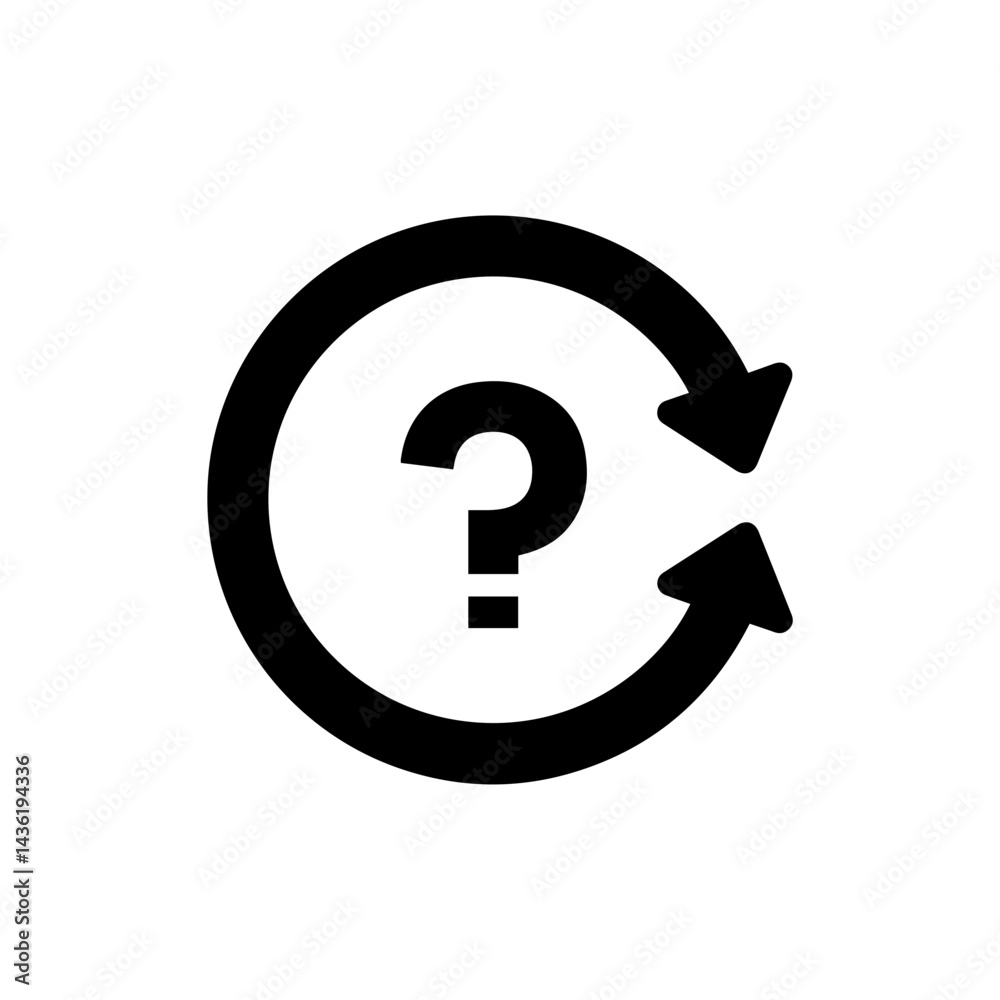 Black Filled FAQ Circular Arrow with Question Symbol Inside Black Filled FAQ Circular Arrow with Question Symbol Inside