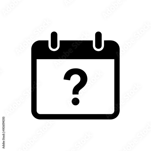 Black Filled Icon FAQ Calendar Day Box with Question Mark in Middle