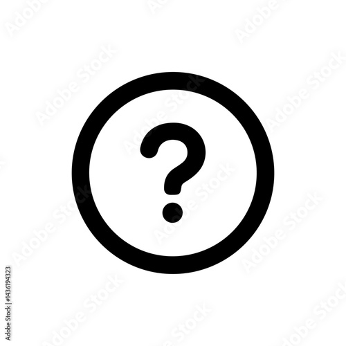 Black Filled FAQ Circle Icon with Question Mark Inside