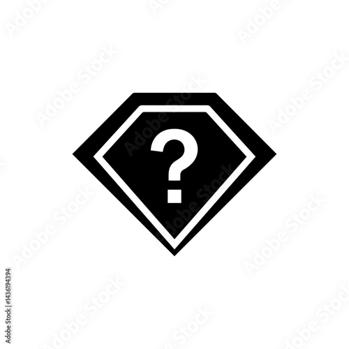 Black Filled FAQ Diamond Shape Icon with Question in Center