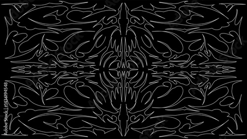 Neo tribal Pattern. intricate black tribal line art forming a symmetrical ornamental vector design