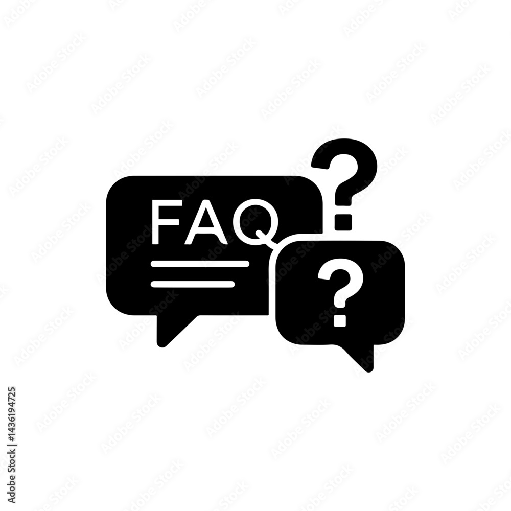 Black Filled Icon of FAQ Message Bubble with Question Icon Black Filled Icon of FAQ Message Bubble with Question Icon