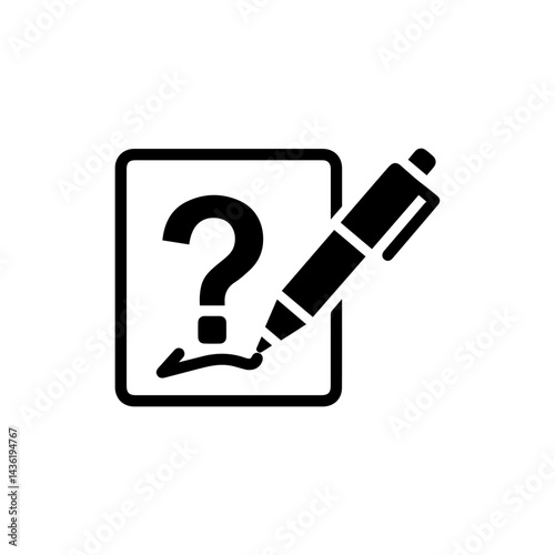 FAQ Pen Icon Writing Question Symbol on Note