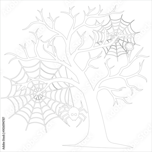 Spooky Tree and Graveyard Scene