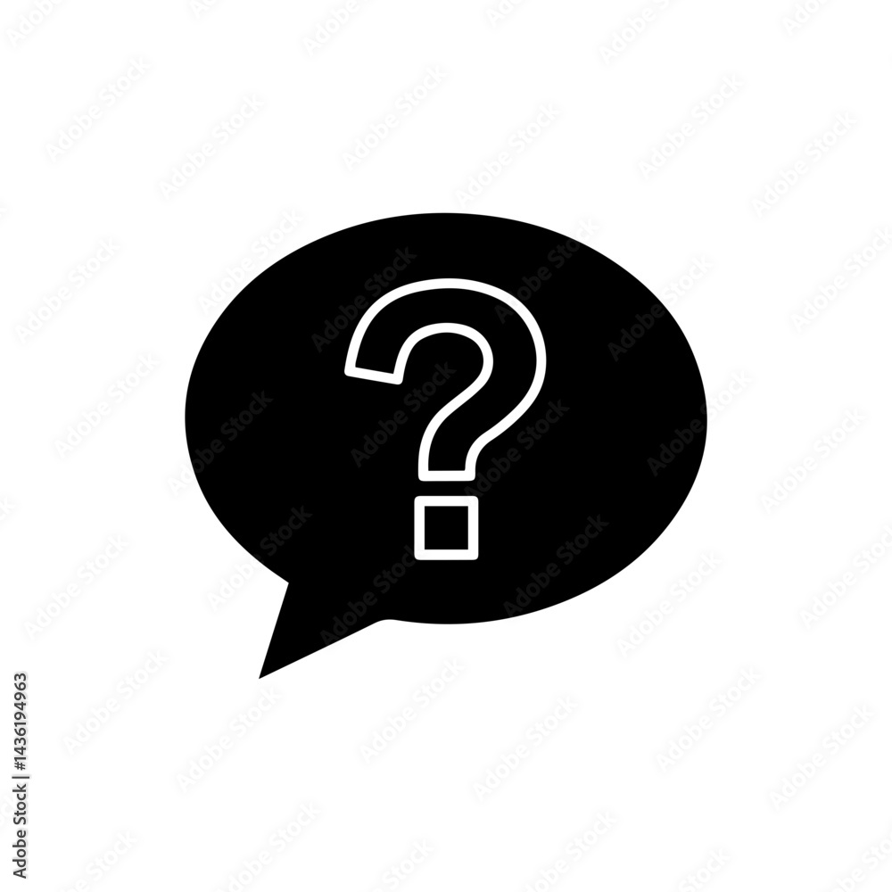 Black Filled Icon of FAQ Thought Bubble with Question Mark Simple Shape Black Filled Icon of FAQ Thought Bubble with Question Mark Simple Shape