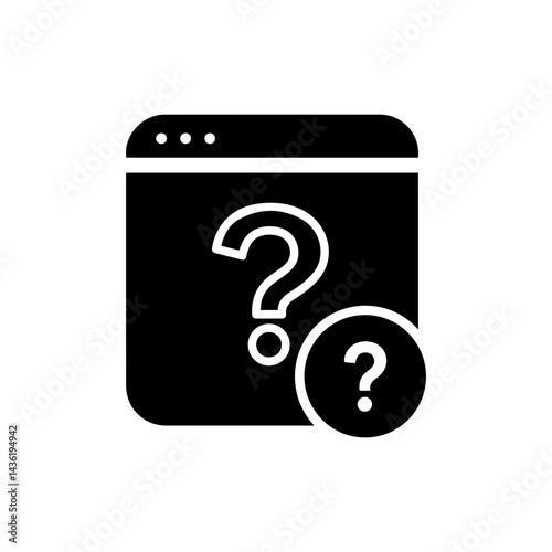 Black Filled Icon of FAQ Square Rounded Border with Question Inside