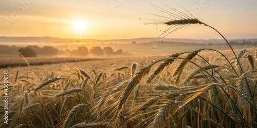 Golden Hour Wheat Field Dew...