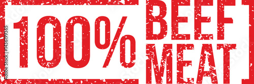 100% Beef Meat Text Concept Stamp – Pure Cattle Meat Label with No Additives